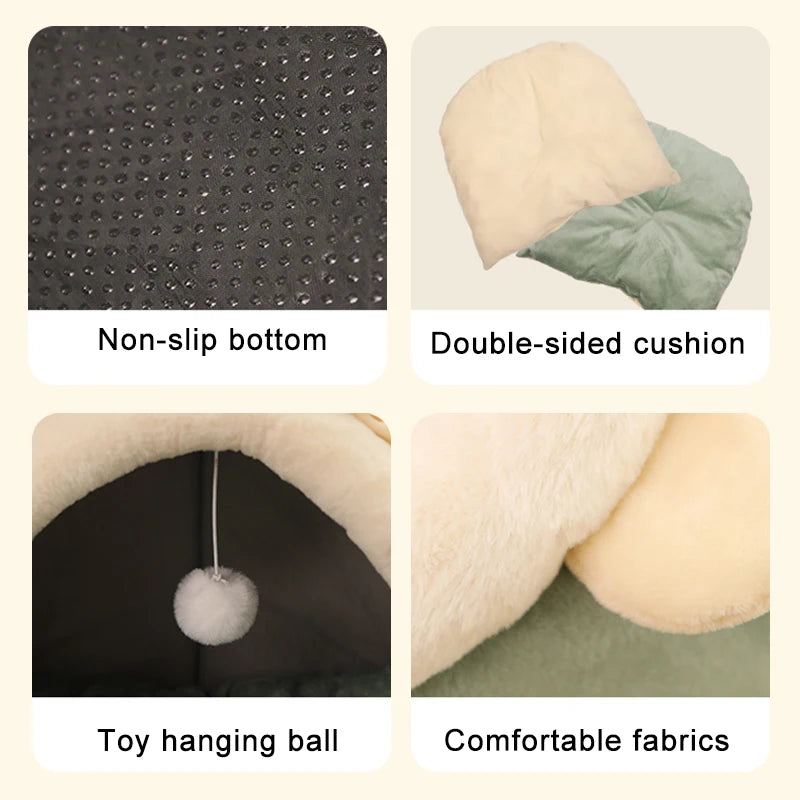 Cat Cave Tent Bed – Self-Warming, Foldable & Washable for Cats & Small Dogs