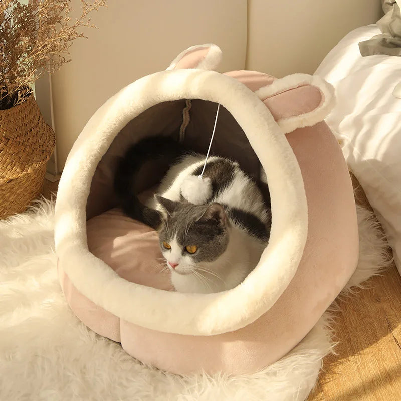 Cat Cave Tent Bed – Self-Warming, Foldable & Washable for Cats & Small Dogs